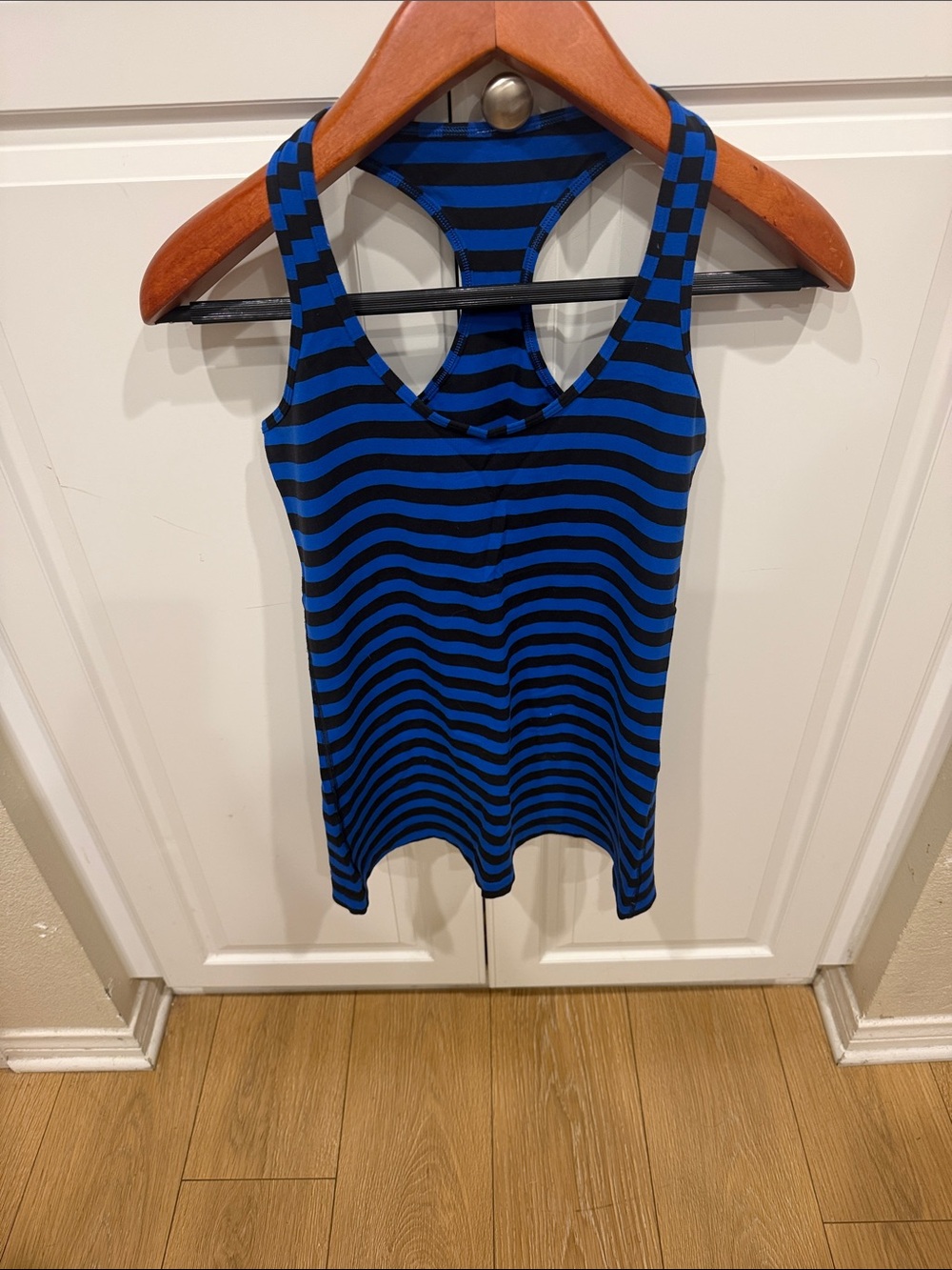 lululemon athletica Blue and Black Striped Racerback Tank